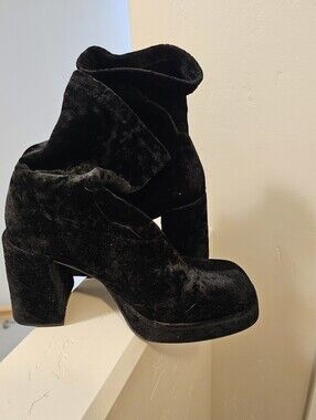 Ina Black Velvet Slouchy Ankle Booties